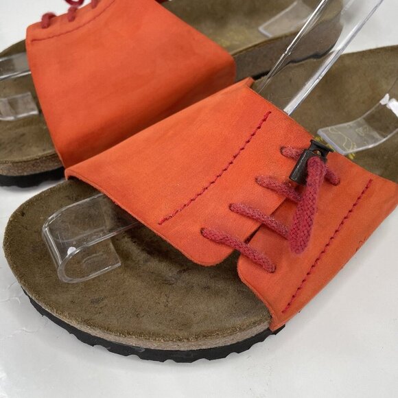 BIRKENSTOCK Papillio Orange Leather Slide Women's Sz 9 Lace Up Sandal - Picture 3 of 6